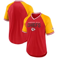 Men's Fanatics Red/Gold Kansas City Chiefs Hashmark Raglan T-Shirt