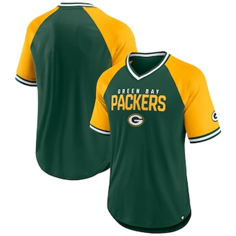 Men's Fanatics Green/Gold Green Bay Packers Hashmark Raglan T-Shirt