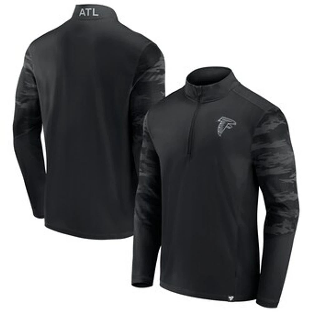 Men's Fanatics Atlanta Falcons Blackout Ringer Quarter-Zip Top