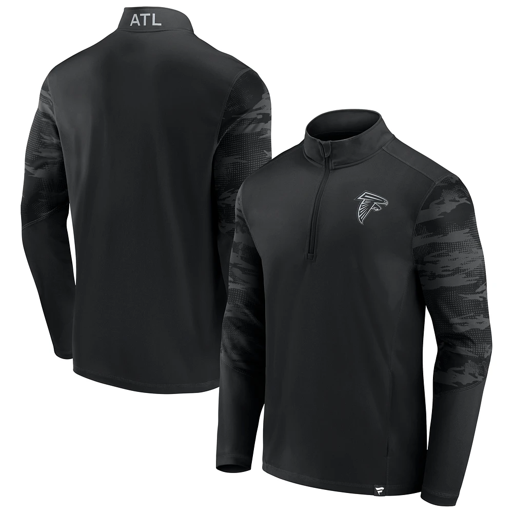 Men's Fanatics Atlanta Falcons Blackout Ringer Quarter-Zip Top