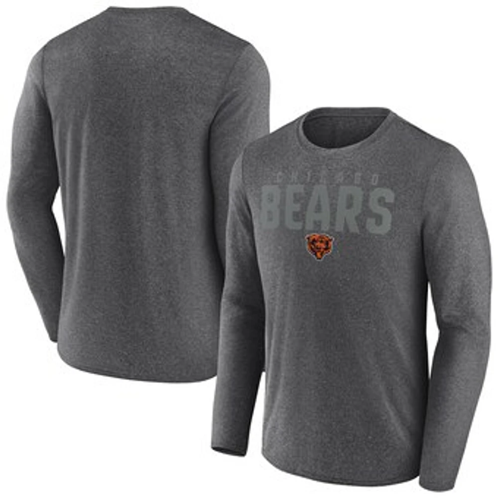 Men's Fanatics  Heather Charcoal Chicago Bears Blackout Long Sleeve T-Shirt