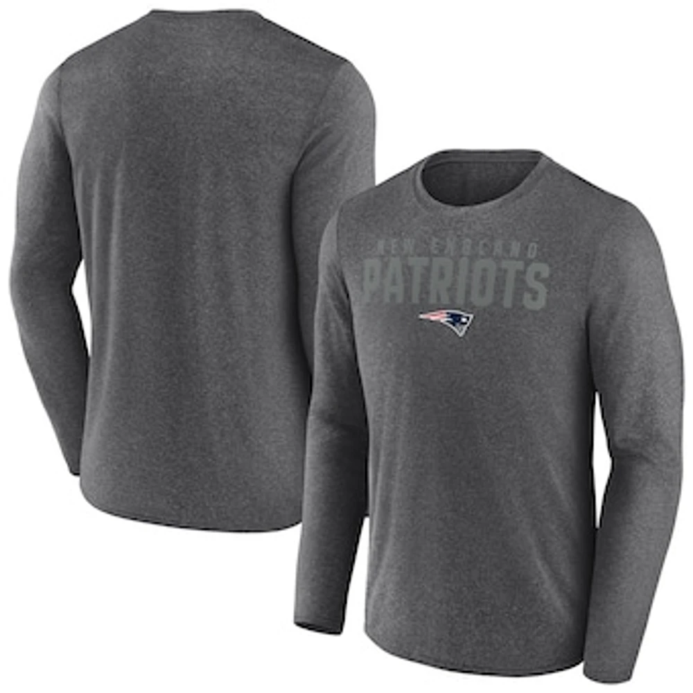 Men's Fanatics  Heather Charcoal New England Patriots Blackout Long Sleeve T-Shirt