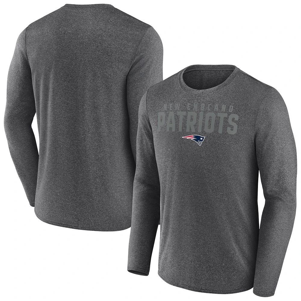 Men's Fanatics  Heather Charcoal New England Patriots Blackout Long Sleeve T-Shirt