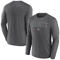 Men's Fanatics  Heather Charcoal New Orleans Saints Blackout Long Sleeve T-Shirt