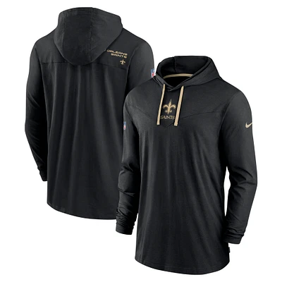 Men's Nike Black New Orleans Saints Football Team Sideline Performance Hoodie Tri-Blend Long Sleeve T-Shirt