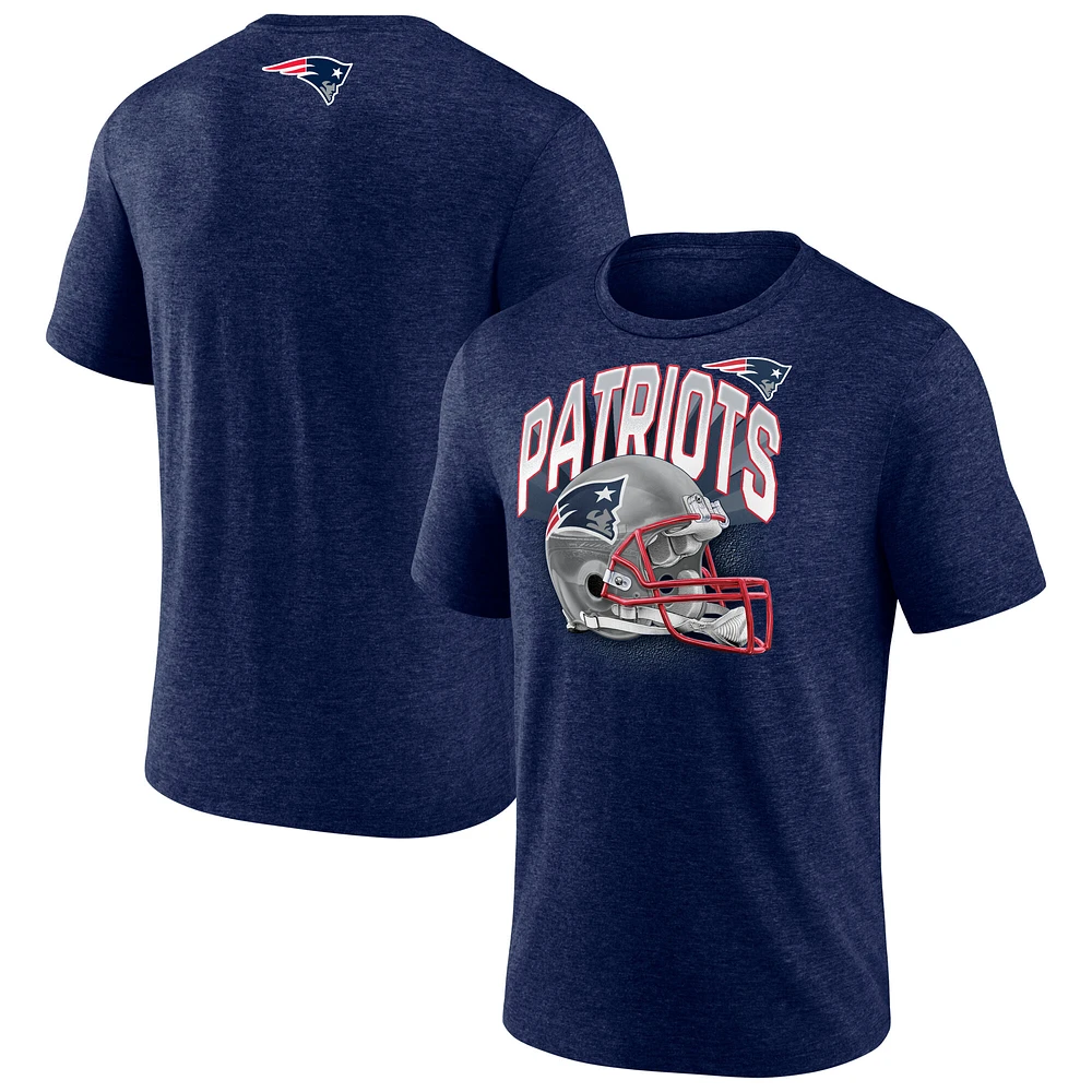 Men's Fanatics  Heather Navy New England Patriots End Around Tri-Blend T-Shirt