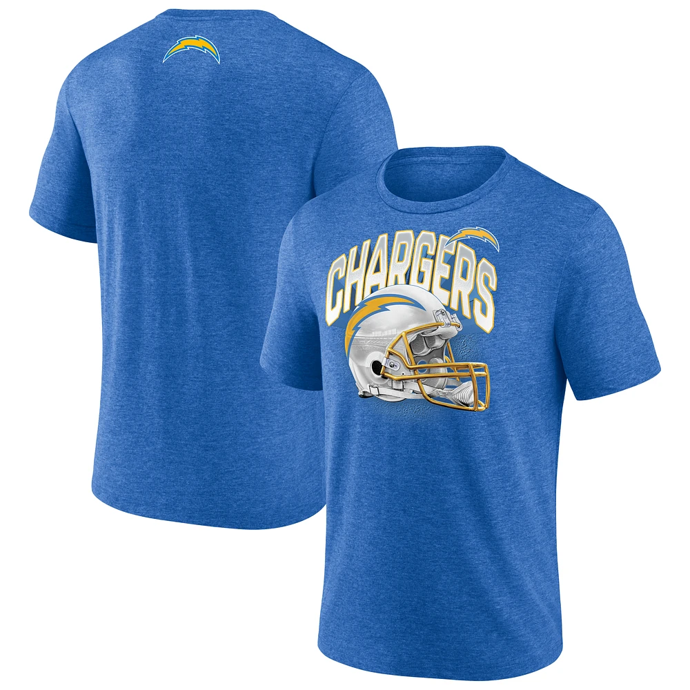 Men's Fanatics  Heather Powder Blue Los Angeles Chargers End Around Tri-Blend T-Shirt