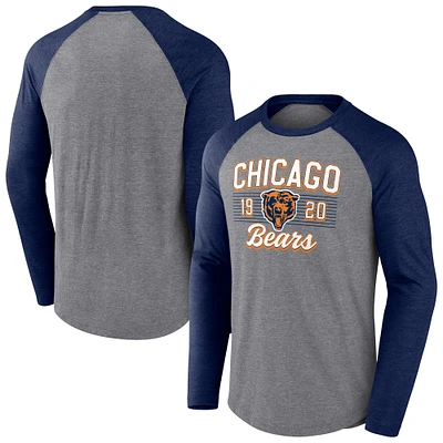 Men's Fanatics  Heather Gray Chicago Bears Weekend Casual Raglan Long Sleeve T-Shirt