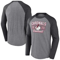 Men's Fanatics  Heather Gray Arizona Cardinals Weekend Casual Raglan Long Sleeve Tri-Blend T-Shirt