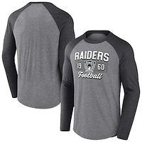 Men's Fanatics  Heather Gray Las Vegas Raiders Weekend Casual Raglan Long Sleeve Tri-Blend T-Shirt