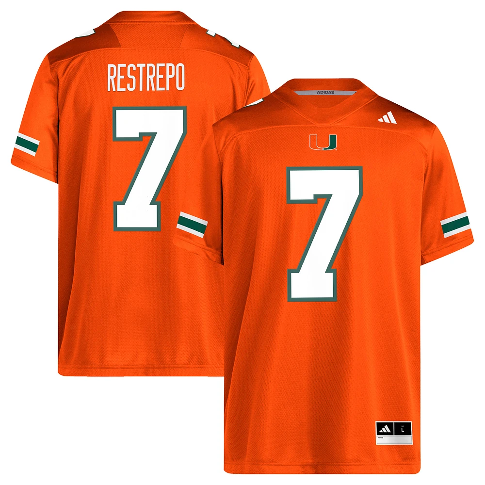 Men's adidas Xavier Restrepo Orange Miami Hurricanes NIL Football Player Jersey