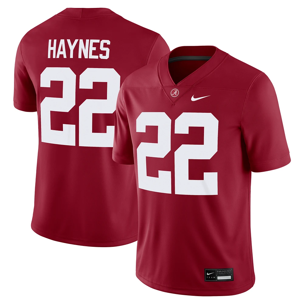 Men's Nike Justice Haynes Crimson Alabama Tide NIL Football Game Jersey