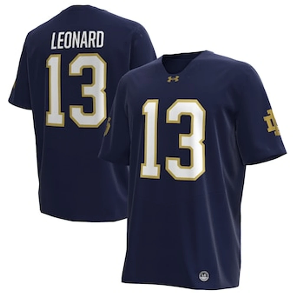 Men's Under Armour Riley Leonard Navy Notre Dame Fighting Irish NIL Football Replica Player Jersey