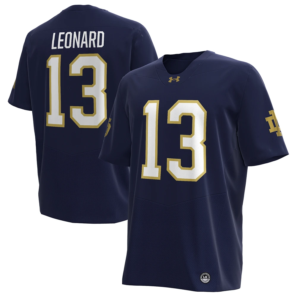 Men's Under Armour Riley Leonard Navy Notre Dame Fighting Irish NIL Football Replica Player Jersey