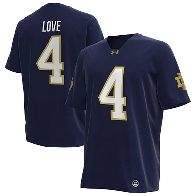 Men's Under Armour Jeremiyah Love Navy Notre Dame Fighting Irish NIL Football Replica Player Jersey