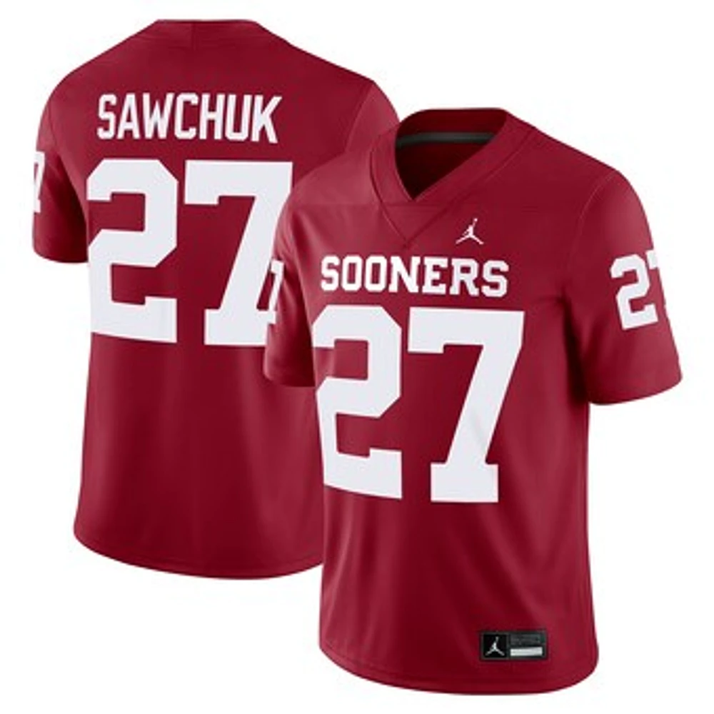 Men's Nike Gavin Sawchuk Crimson Oklahoma Sooners NIL Football Game Jersey