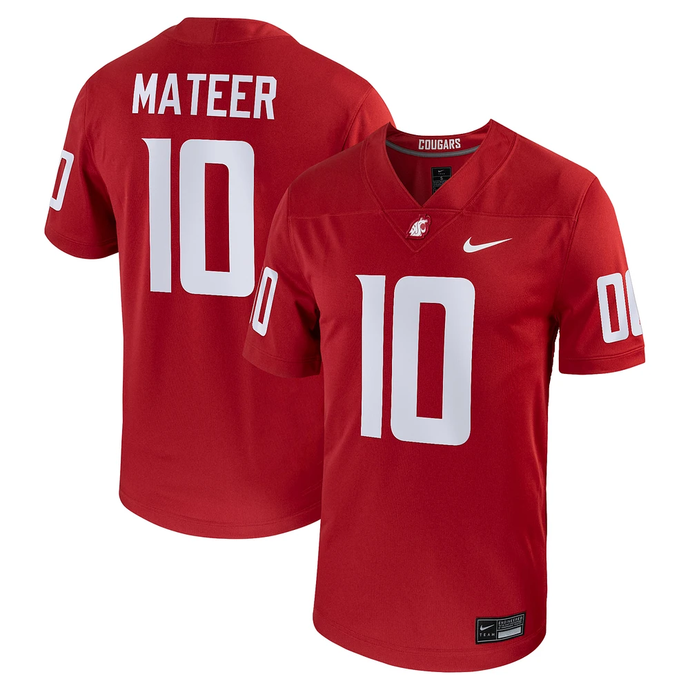 Men's Nike John Mateer Crimson Washington State Cougars NIL Football Game Jersey