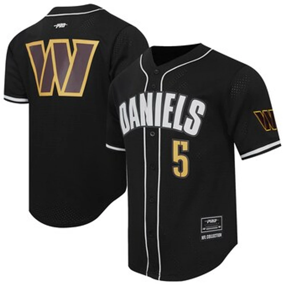 Men's Pro Standard Jayden Daniels Black Washington Commanders Mesh Button-Up Baseball Jersey