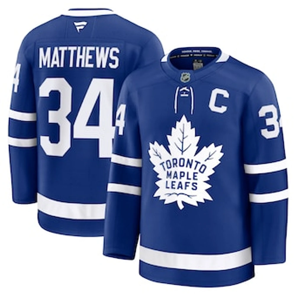 Men's Fanatics Auston Matthews Blue Toronto Maple Leafs Captain Patch Home Premium Jersey