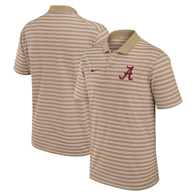 Men's Nike Tan Alabama Crimson Tide Athletic Prep Striped Performance Polo