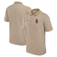 Men's Nike Tan USC Trojans Athletic Prep Striped Performance Polo