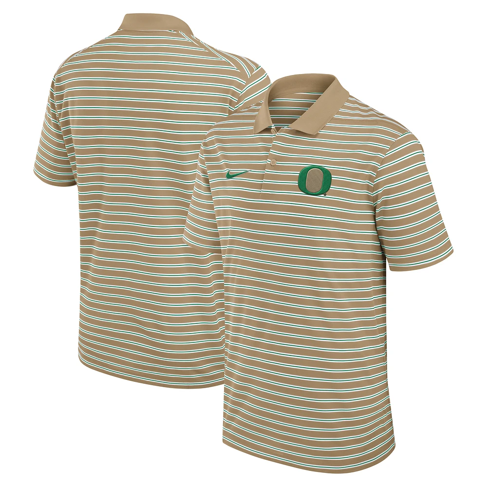 Men's Nike Tan Oregon Ducks Athletic Prep Striped Performance Polo