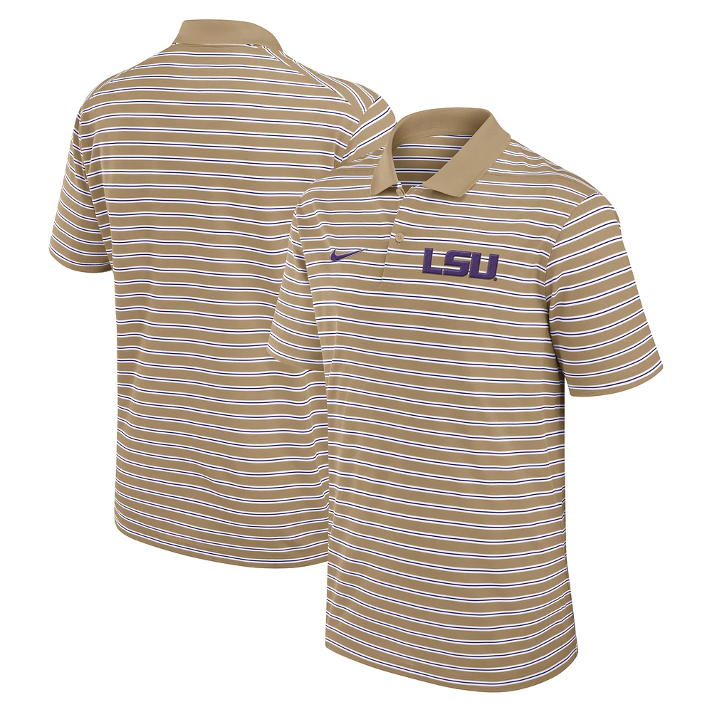 Men's Nike Tan LSU Tigers Athletic Prep Striped Performance Polo