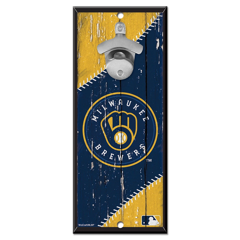 WinCraft Milwaukee Brewers 5" x 11" Bottle Opener Wood Sign