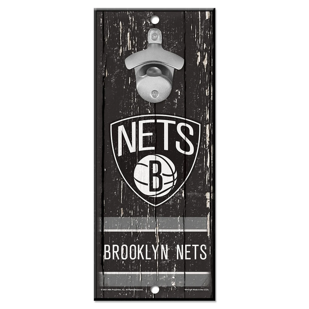 WinCraft Brooklyn Nets 5" x 11" Bottle Opener Wood Sign