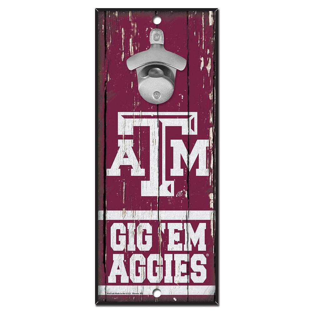 WinCraft Texas A&M Aggies 5" x 11" Bottle Opener Wood Sign