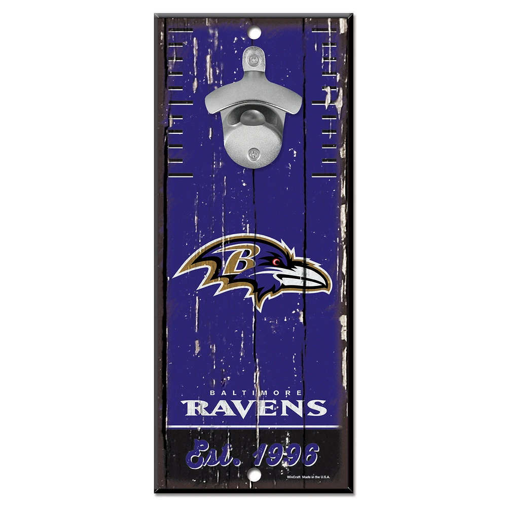 WinCraft Baltimore Ravens 5" x 11" Bottle Opener Wood Sign