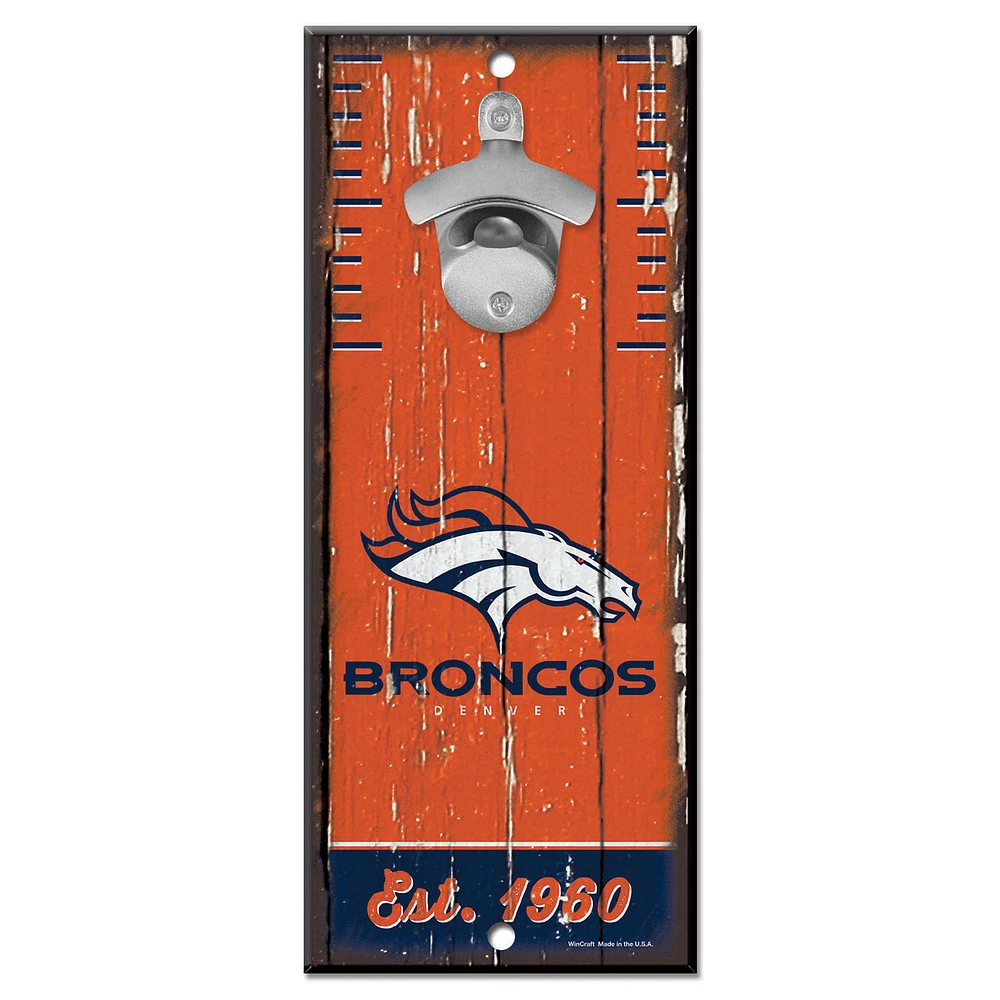 WinCraft Denver Broncos 5" x 11" Bottle Opener Wood Sign