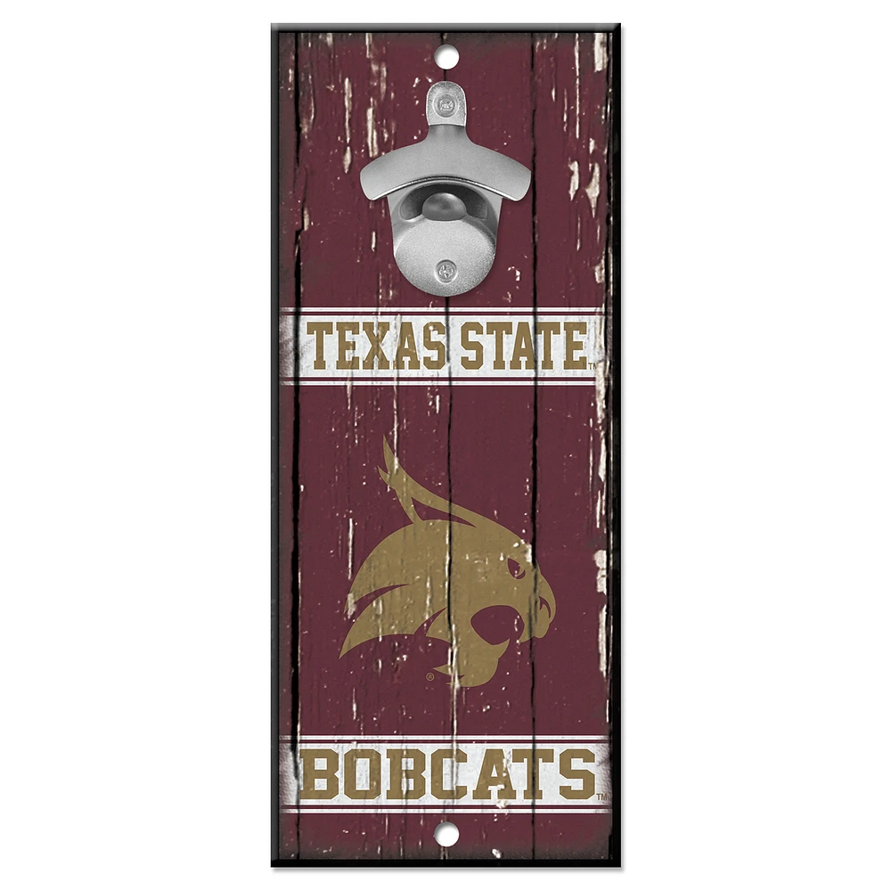 WinCraft Texas State Bobcats 5" x 11" Bottle Opener Wood Sign