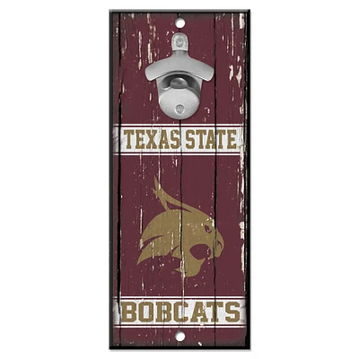 WinCraft Texas State Bobcats 5" x 11" Bottle Opener Wood Sign
