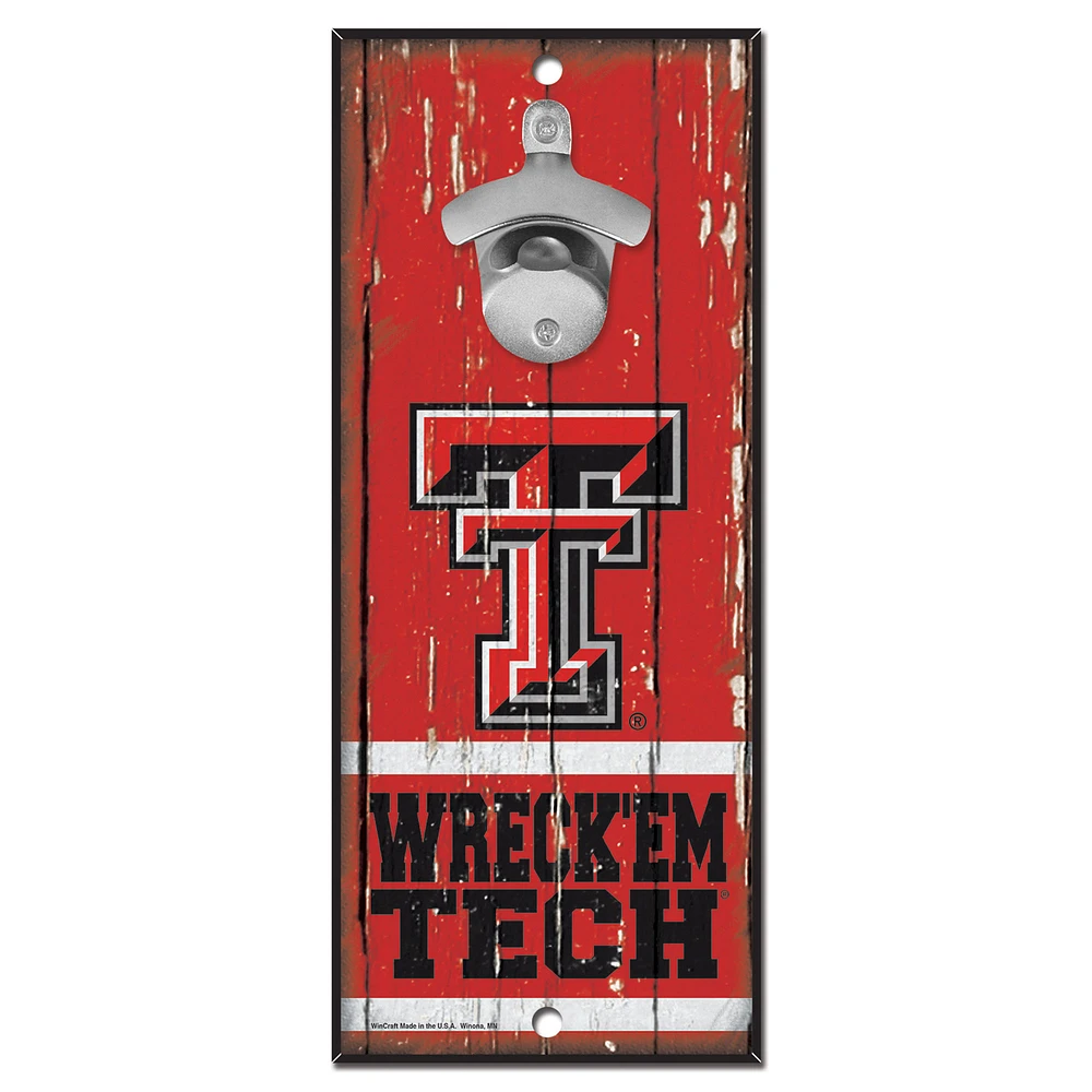 WinCraft Texas Tech Red Raiders 5" x 11" Bottle Opener Wood Sign