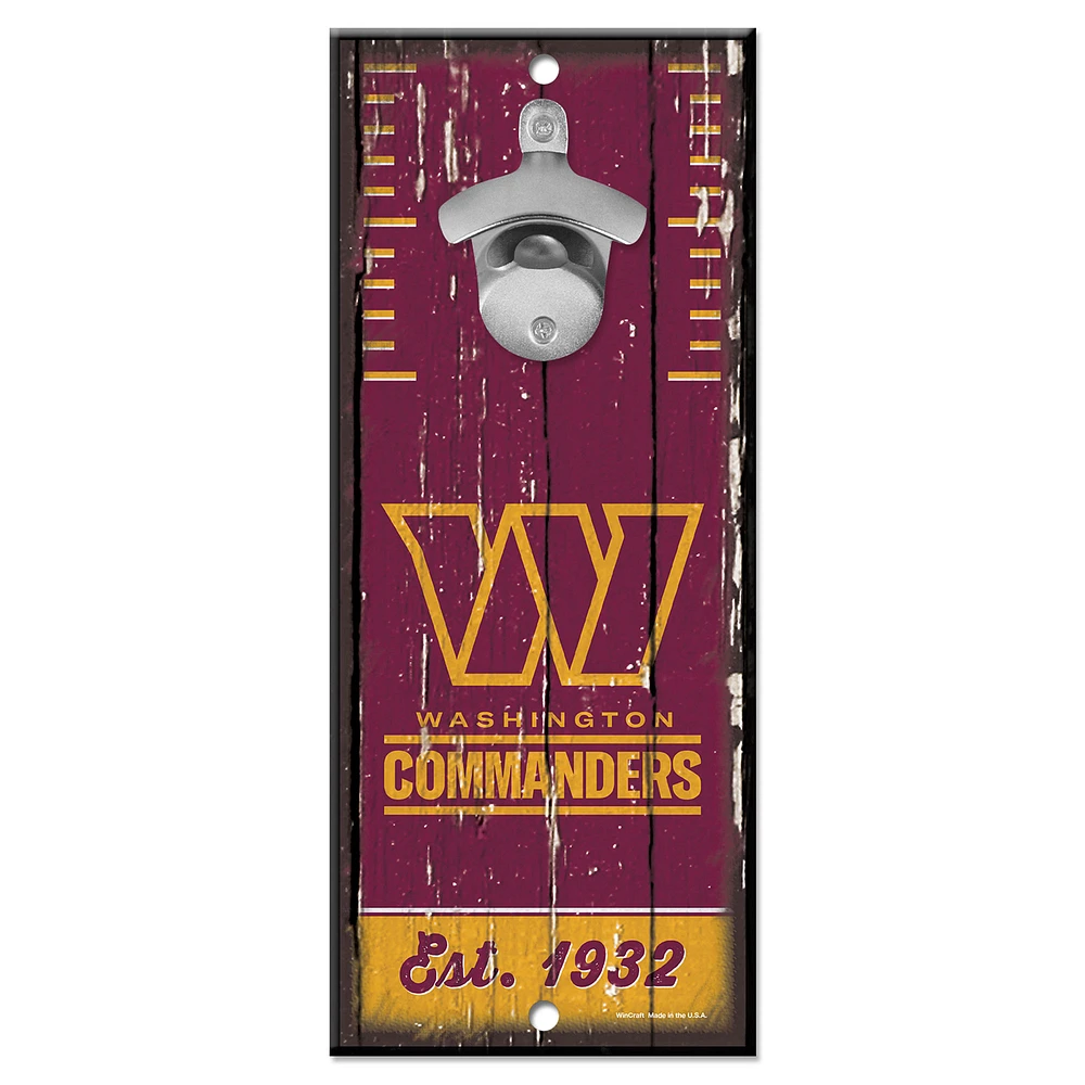 WinCraft Washington Commanders 5" x 11" Bottle Opener Wood Sign