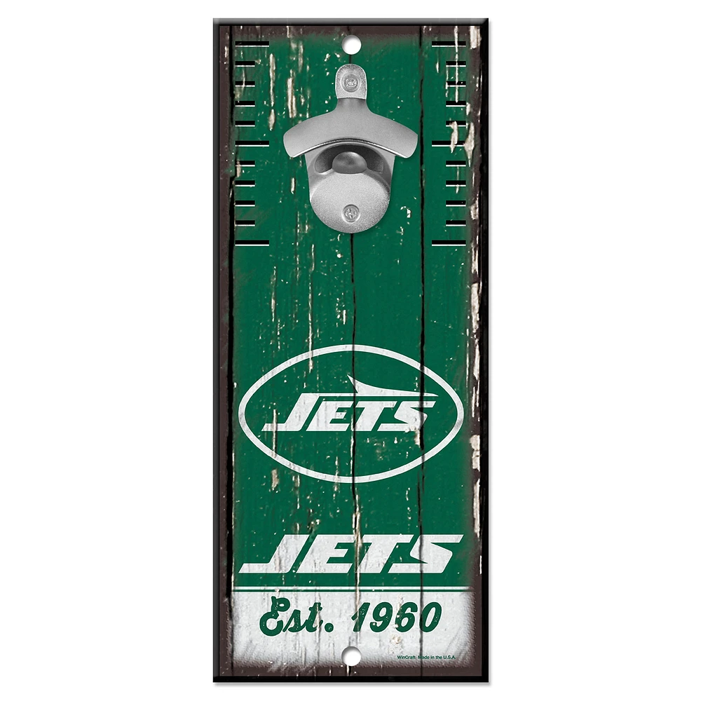 WinCraft New York Jets 5" x 11" Bottle Opener Wood Sign