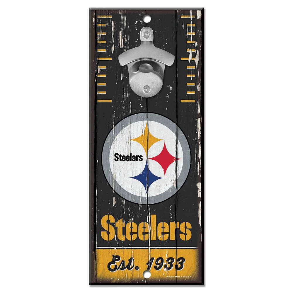 WinCraft Pittsburgh Steelers 5" x 11" Bottle Opener Wood Sign