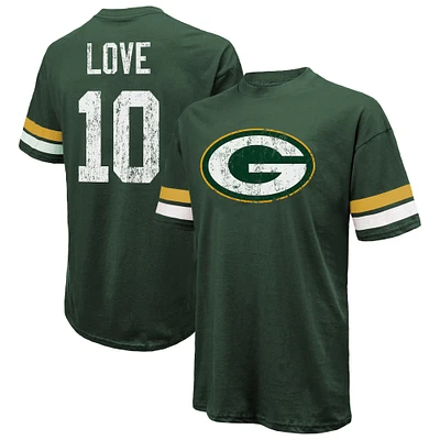 Men's Majestic Threads Jordan Love Green Bay Packers Name & Number Oversize Fit T-Shirt