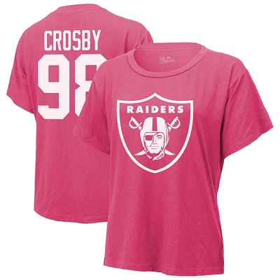 Women's Majestic Threads Maxx Crosby Pink Las Vegas Raiders Name & Number T-Shirt