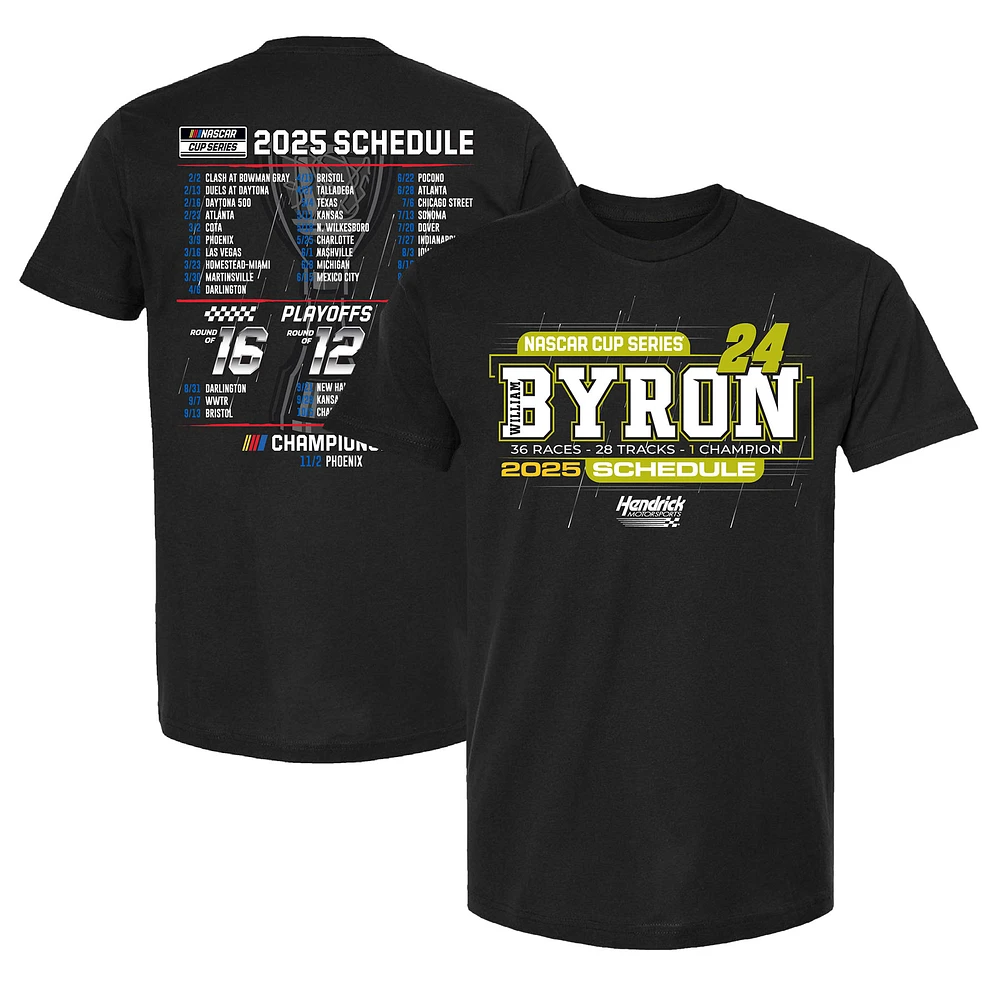 Men's Hendrick Motorsports Team Collection Black William Byron 2025 NASCAR Cup Series Schedule T-Shirt