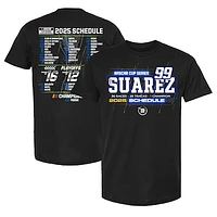 Men's Checkered Flag Sports Black Daniel Suarez 2025 NASCAR Cup Series Schedule T-Shirt