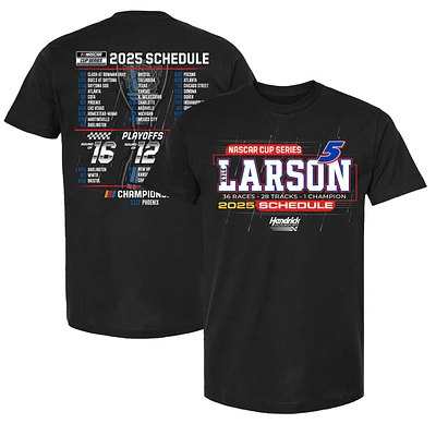 Men's Hendrick Motorsports Team Collection Black Kyle Larson 2025 NASCAR Cup Series Schedule T-Shirt