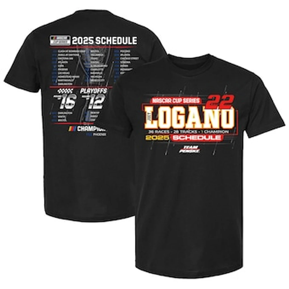 Men's Team Penske Black Joey Logano 2025 NASCAR Cup Series Schedule T-Shirt