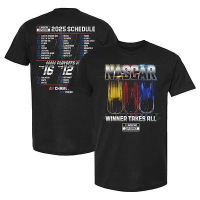 Men's Checkered Flag Sports Black 2025 NASCAR Cup Series Schedule T-Shirt