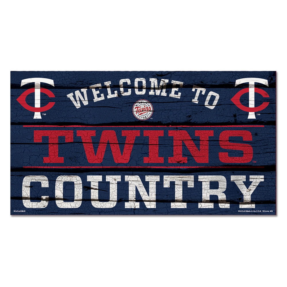 WinCraft Minnesota Twins 13''x 24'' Country Wood Sign