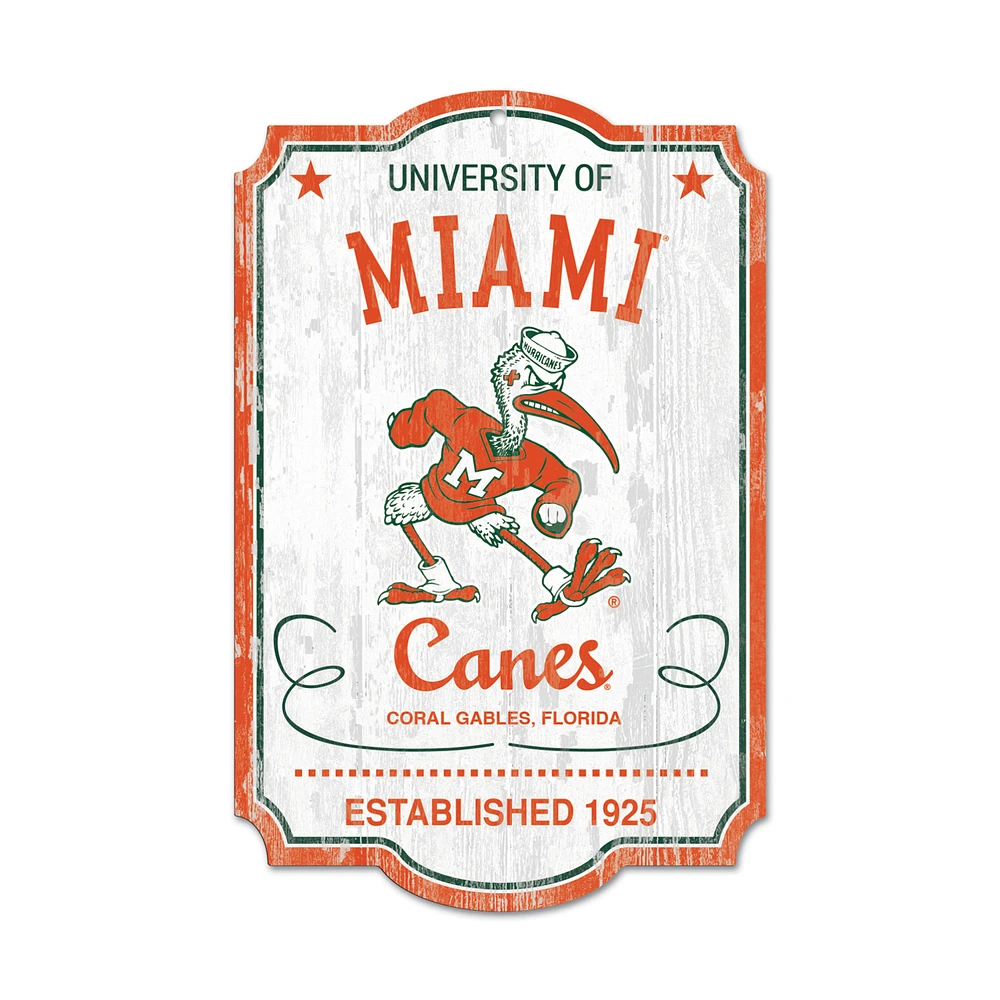 WinCraft Miami Hurricanes 11'' x 17'' Wood Sign