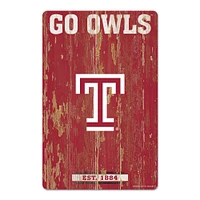 WinCraft Temple Owls 11'' x 17'' Wood Sign