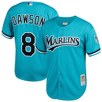 Men's Mitchell & Ness Andre Dawson Teal Florida Marlins Cooperstown Collection Mesh Batting Practice Button-Up Jersey