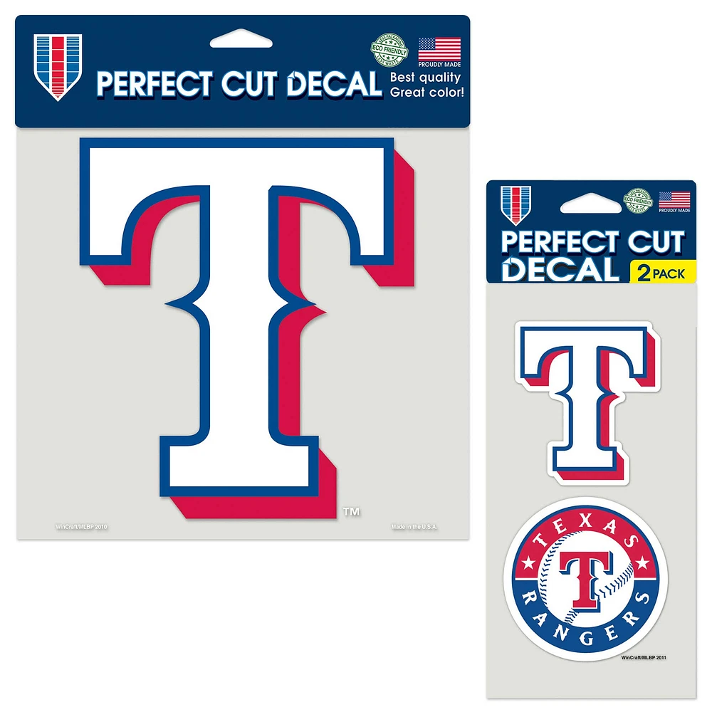 WinCraft Texas Rangers Three-Pack Perfect Cut Decal Sheet